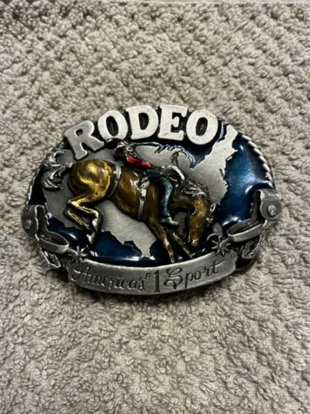 Rodeo America's #1 Sports Pewter Belt Buckle Siskiyou 1983 # I-27